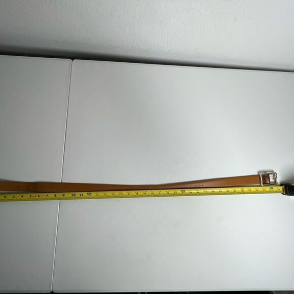 Lauren Ralph Lauren Brown Coqnac Italian Leather Belt Size M Crocodile Print - Picture 6 of 8